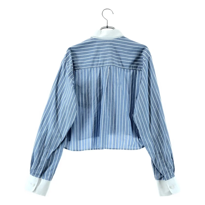 CELINE / セリーヌ | トリオンフ刺しゅう ストライプ クロップドシャツ |