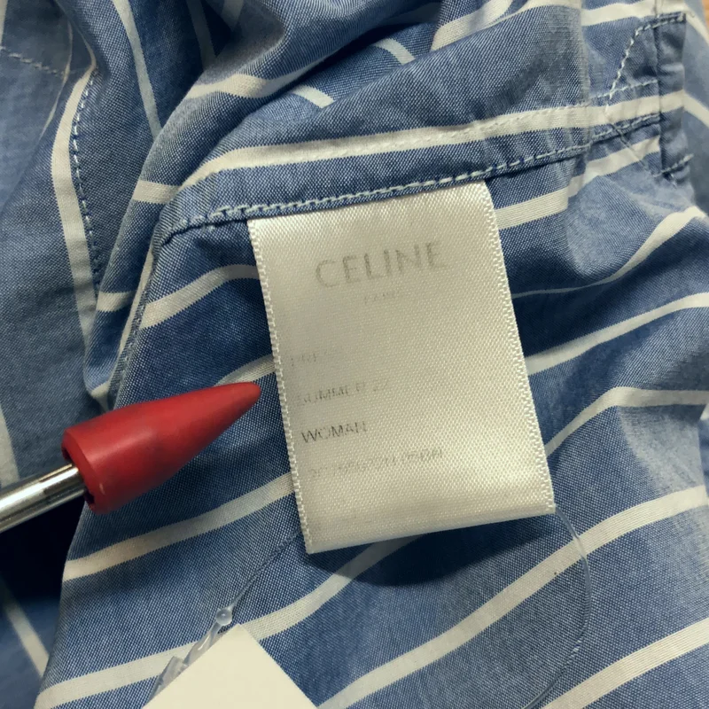 CELINE / セリーヌ | トリオンフ刺しゅう ストライプ クロップドシャツ |
