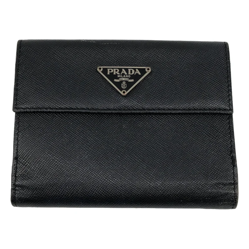 PRADA / プラダ | サフィアレザー ダブルスナップ 2つ折り ウォレット |