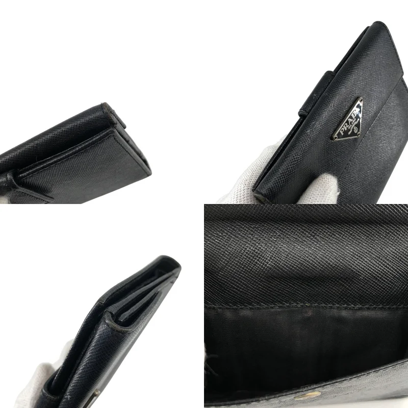 PRADA / プラダ | サフィアレザー ダブルスナップ 2つ折り ウォレット |
