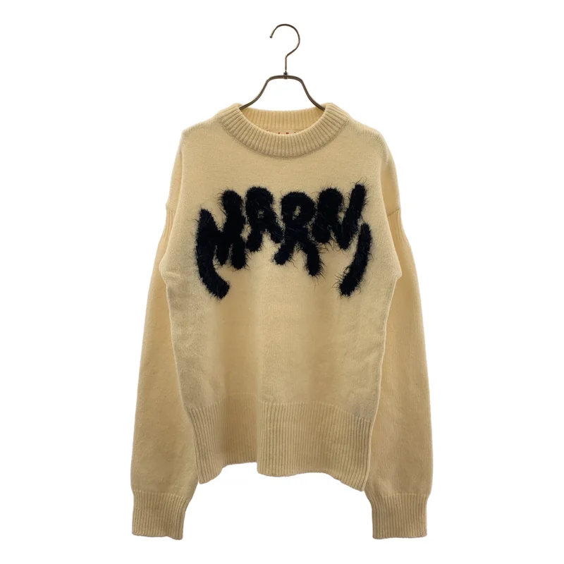 MARNI / マルニ | 2022AW | シェットランドウール ナイロン クルーネック ロゴ ニット | 46 | メンズ
