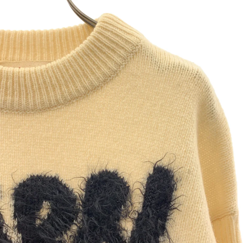 MARNI / マルニ | 2022AW | シェットランドウール ナイロン クルーネック ロゴ ニット | 46 | メンズ