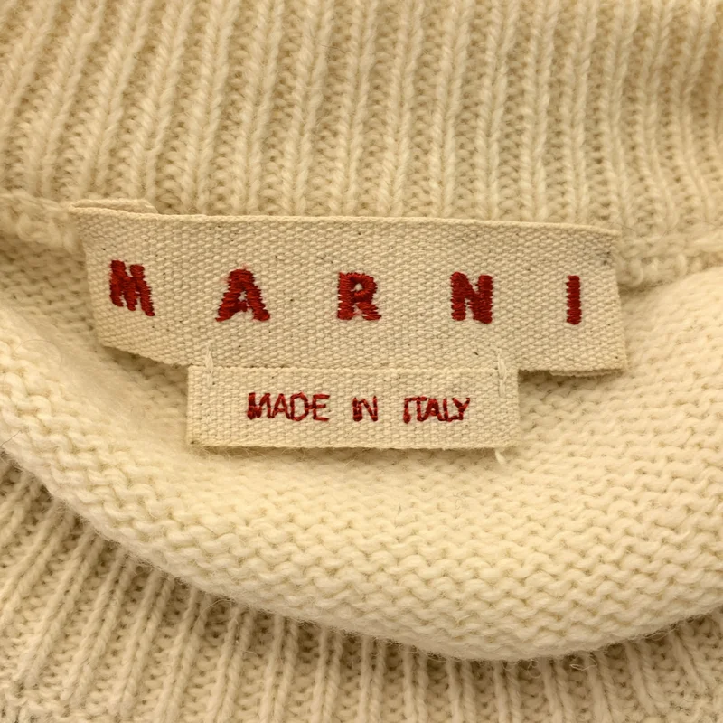 MARNI / マルニ | 2022AW | シェットランドウール ナイロン クルーネック ロゴ ニット | 46 | メンズ
