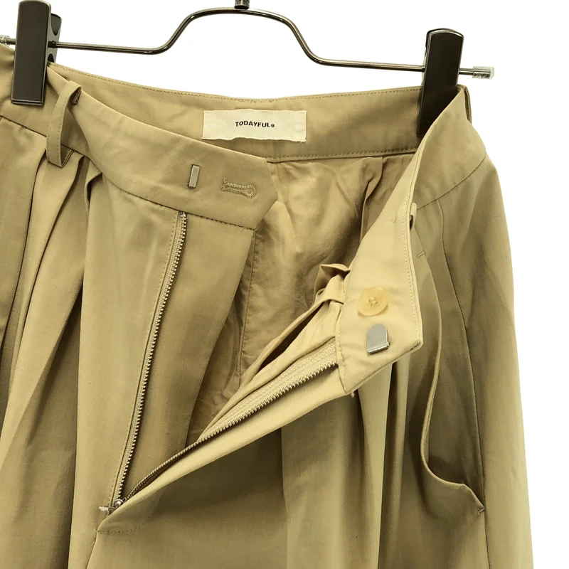 TODAYFUL / トゥデイフル | Dry Touch Tuck Trousers / ウール混 ドライタッチ タックワイドパンツ | 36 | レディース