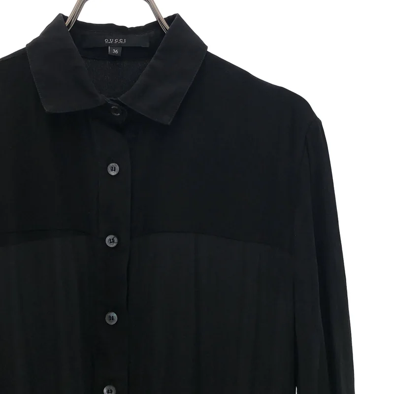GUCCI / グッチ | シルク ギャザーシャツワンピース | 36 | レディース