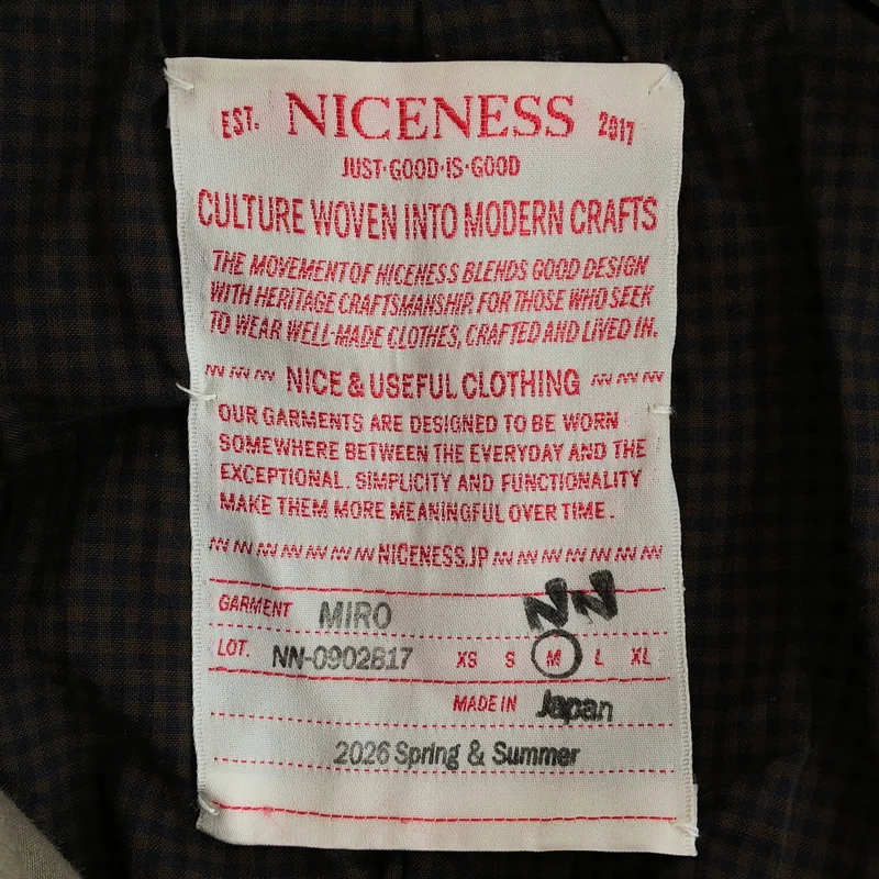 NICENESS / ナイスネス | 2026SS | MIRO コットン ローバーブレザー 5B | M | メンズ