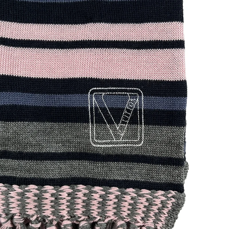 Louis Vuitton / ルイヴィトン | シルク ウール ボーダー フリンジマフラー |