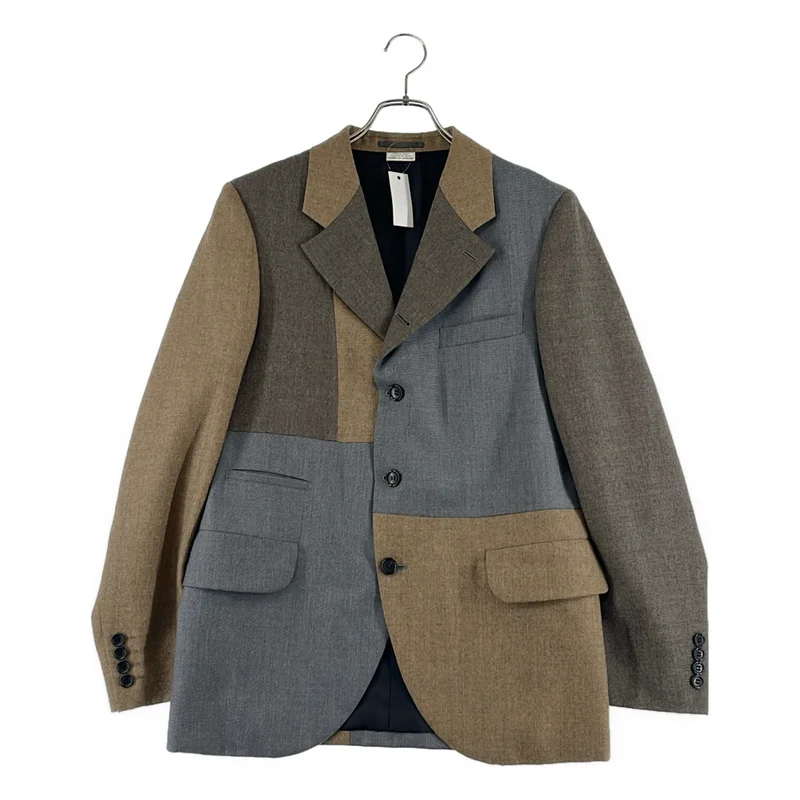 COMME des GARCONS HOMME DEUX / コムデギャルソンオムドゥ | 2025AW | ウール パッチワーク シングルブレスト ジャケット / 総裏地 | S | メンズ