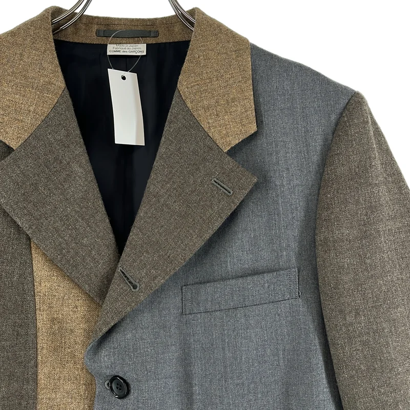 COMME des GARCONS HOMME DEUX / コムデギャルソンオムドゥ | 2025AW | ウール パッチワーク シングルブレスト ジャケット / 総裏地 | S | メンズ