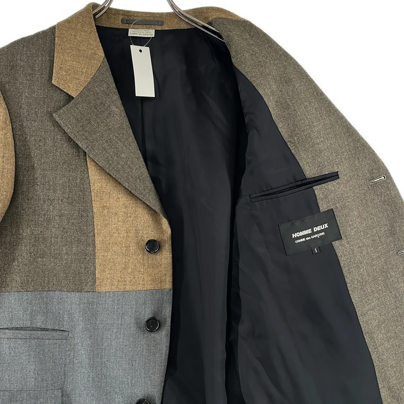 COMME des GARCONS HOMME DEUX / コムデギャルソンオムドゥ | 2025AW | ウール パッチワーク シングルブレスト ジャケット / 総裏地 | S | メンズ