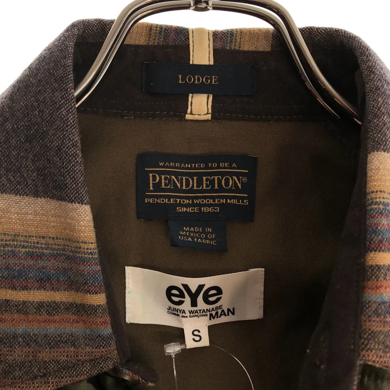 eye JUNYA WATANABE COMME des GARCONS MAN / アイジュンヤワタナベ マン | 2018AW | × PENDLETON / ウール ナイロン切り替え パデッドシャツジャケット | S | メンズ