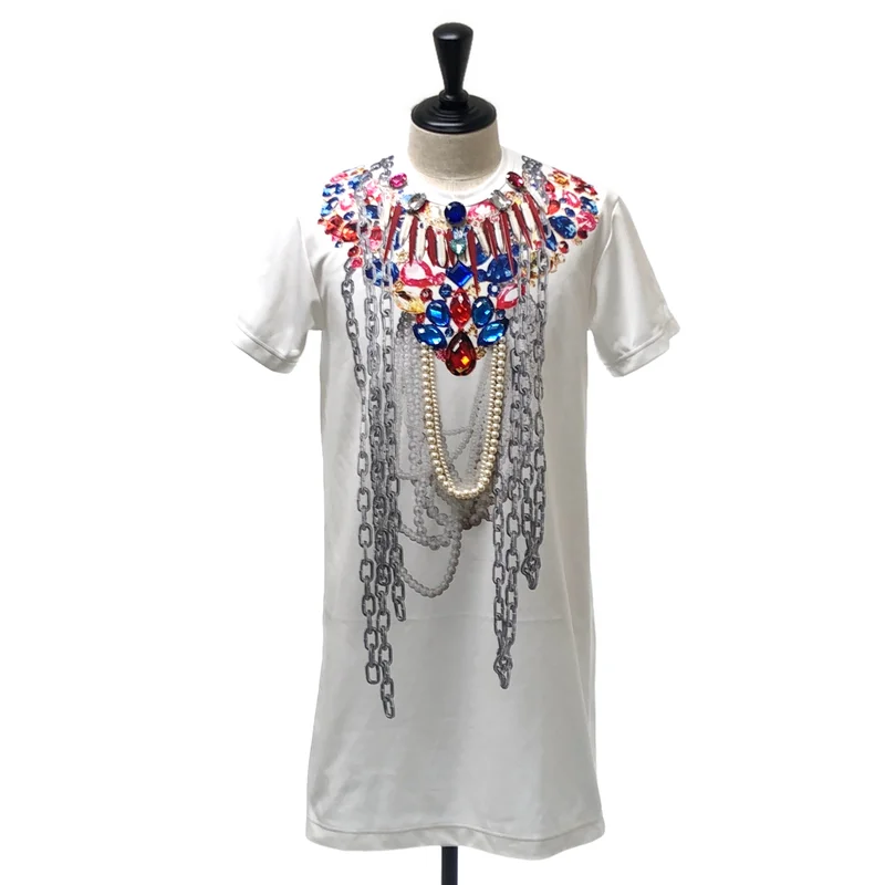 COMME des GARCONS HOMME PLUS / コムデギャルソンオムプリュス | 2020SS | ポリエステル ビジュー 装飾 オーバーシルエット Tシャツ カットソー | S | メンズ