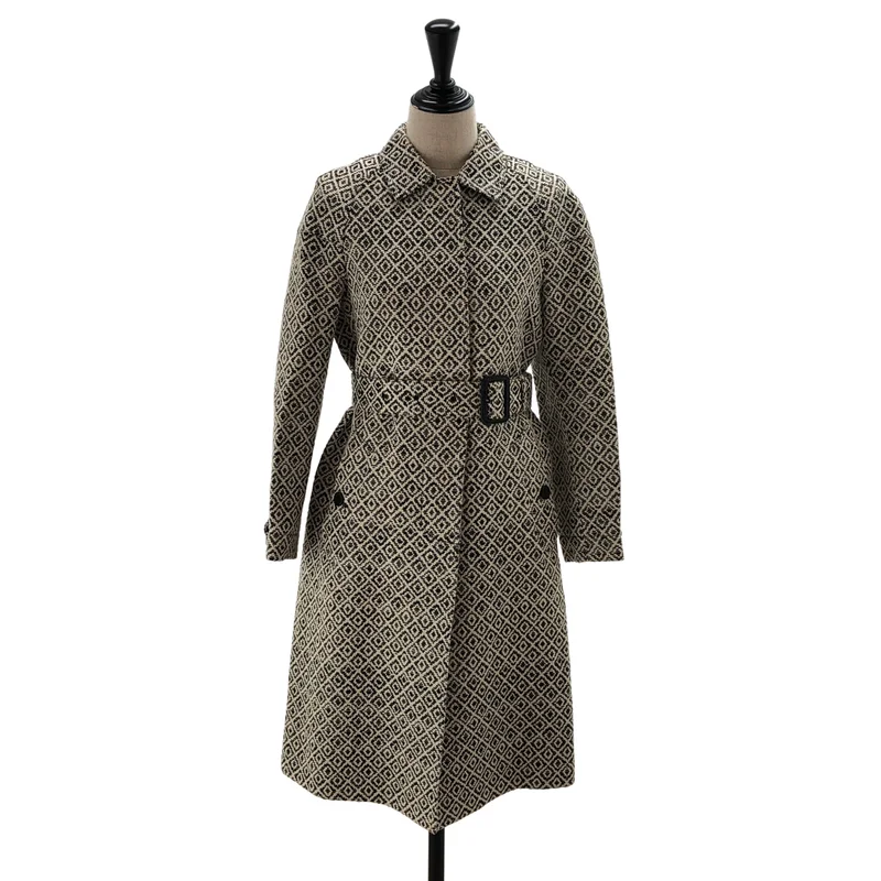 Burberry / バーバリー | PRORSUM / 幾何学模様 ロゴボタン ベルテッド シングルコート / 総裏地 | 36 | レディース