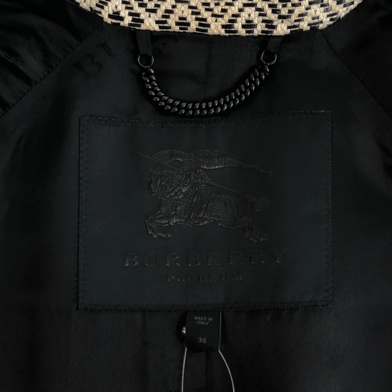 Burberry / バーバリー | PRORSUM / 幾何学模様 ロゴボタン ベルテッド シングルコート / 総裏地 | 36 | レディース