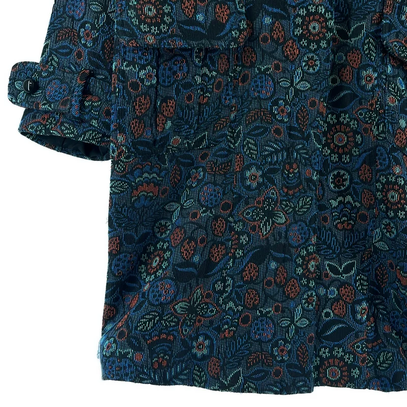 ANNA SUI / アナスイ | 総柄 フラワー ジャガード ファーフーディ コート / 総裏地 | 4 | レディース