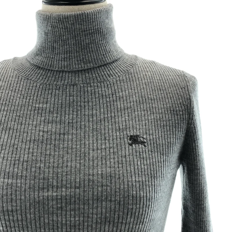 BURBERRY BLUE LABEL / バーバリーブルーレーベル | ウール ロゴ刺しゅう タートルネックニット | 38 | レディース
