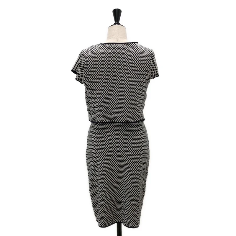 Christian Dior / クリスチャンディオール | セットアップ コットン 総柄 ニット カーディガン / ドローストリング ワンピース | 38 | レディース