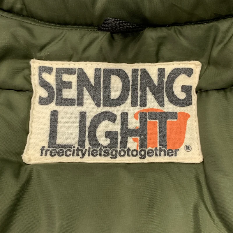 FREECITY / フリーシティ | SENDING LIGHT Down Vest / レザーパッチ バックプリント ダウンベスト | S | メンズ