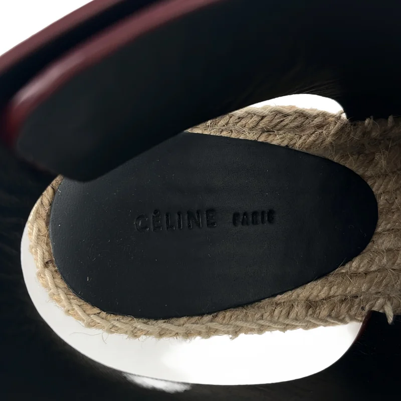 CELINE / セリーヌ | Open Toe Bootle 80 / フィービー期 レザー オープントゥ ウェッジソールサンダル | 37 | レディース