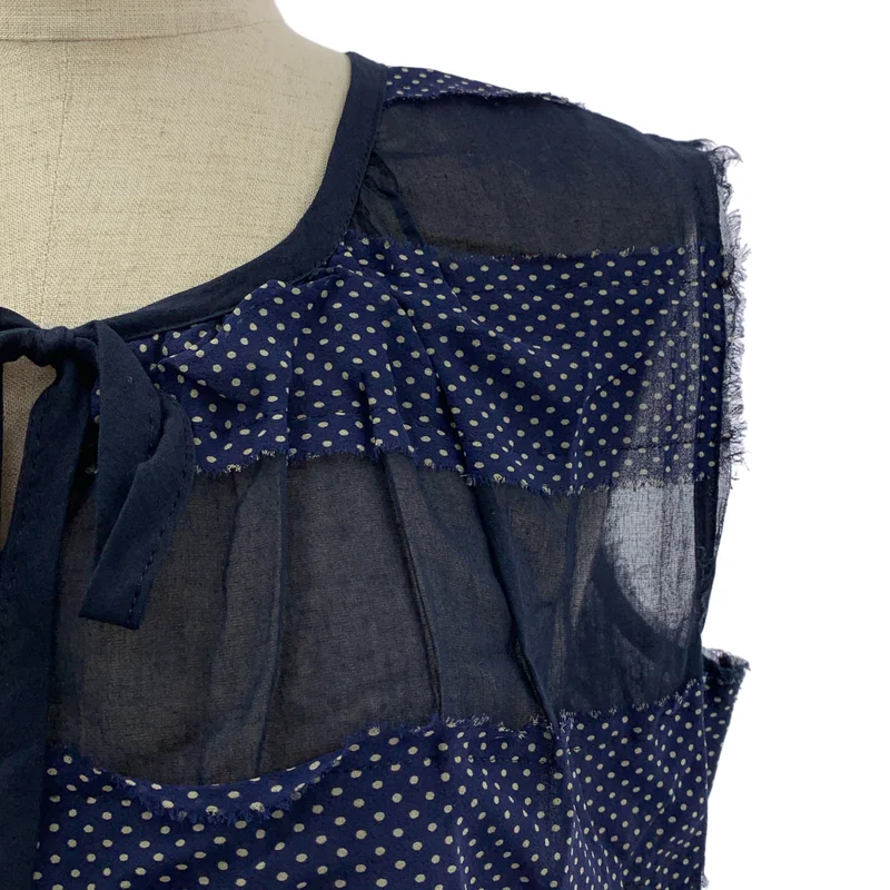 tricot COMME des GARCONS / トリココムデギャルソン | 2006SS | シルク コットン 異素材 切替 カットオフ パッチ バックダブルポケット ブラウス | M | レディース