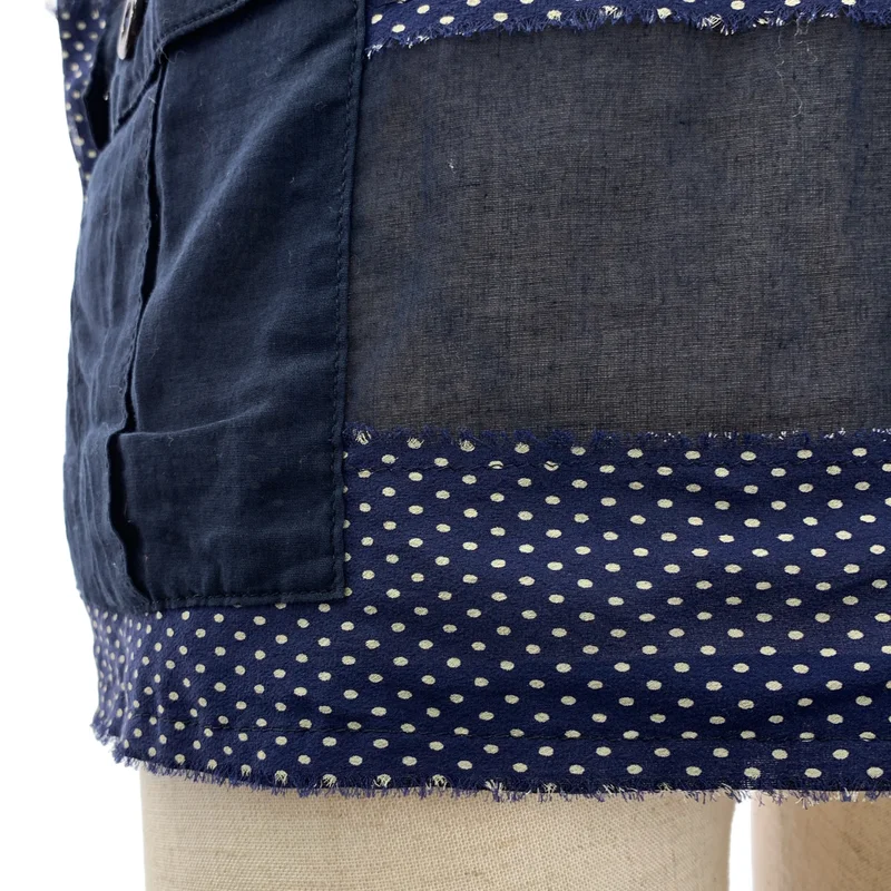 tricot COMME des GARCONS / トリココムデギャルソン | 2006SS | シルク コットン 異素材 切替 カットオフ パッチ バックダブルポケット ブラウス | M | レディース