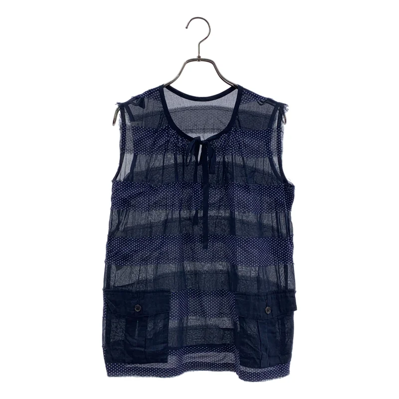 tricot COMME des GARCONS / トリココムデギャルソン | 2006SS | シルク コットン 異素材 切替 カットオフ パッチ バックダブルポケット ブラウス | M | レディース