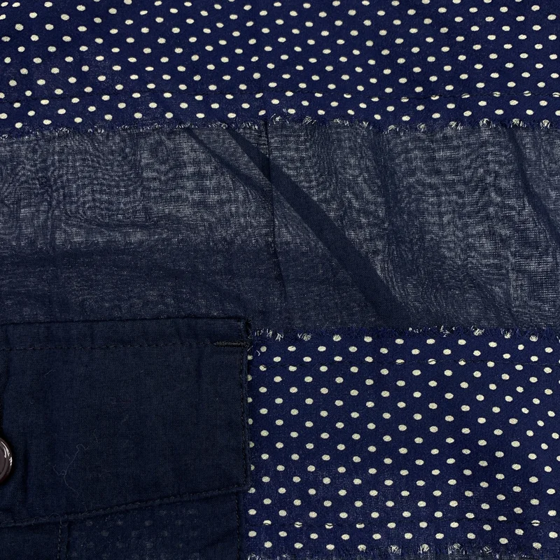 tricot COMME des GARCONS / トリココムデギャルソン | 2006SS | シルク コットン 異素材 切替 カットオフ パッチ バックダブルポケット ブラウス | M | レディース