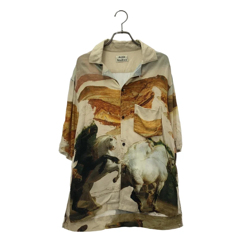 Acne Studios / アクネストゥディオズ | Horse Print Short Sleeve Shirt / ホースプリント オープンカラーシャツ | 44 | メンズ