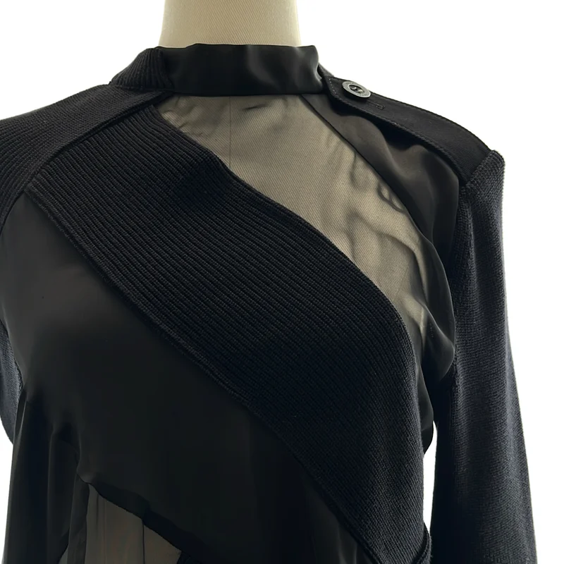 sacai / サカイ | 2021SS | 異素材 切替 ニット シアー ブラウス | 2 | レディース