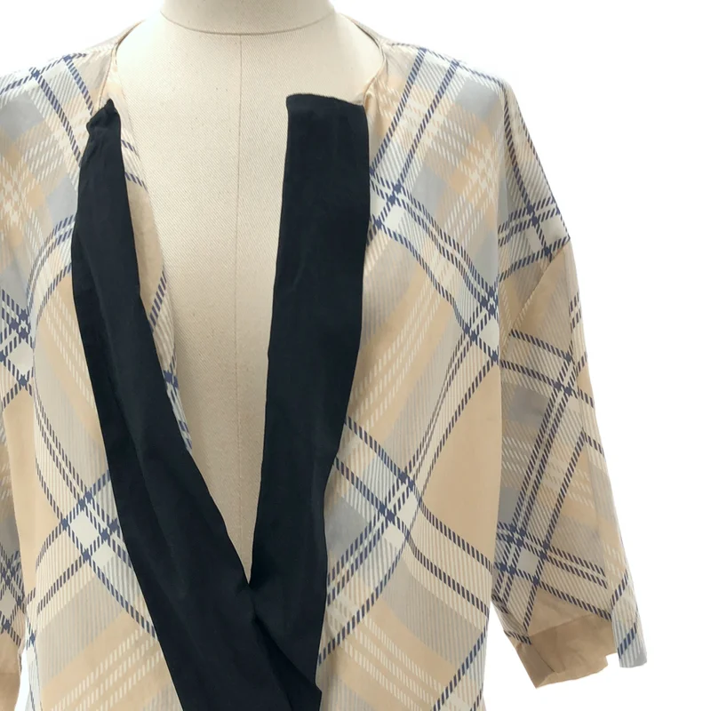 DRIES VAN NOTEN / ドリスヴァンノッテン | コットン チェック ハーフスリーブ ドローストリングワンピース | 36 | レディース