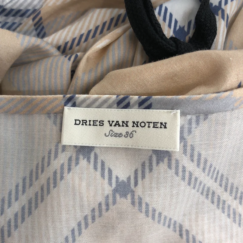 DRIES VAN NOTEN / ドリスヴァンノッテン | コットン チェック ハーフスリーブ ドローストリングワンピース | 36 | レディース
