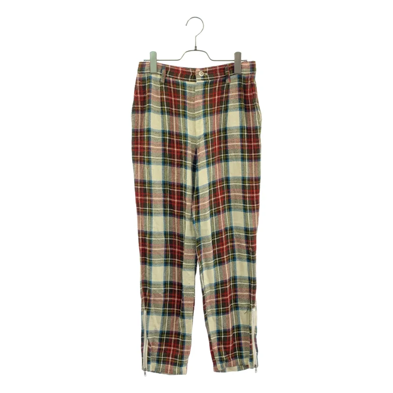 tricot COMME des GARCONS / トリココムデギャルソン | 2000AW | レーヨン チェック 裾ジップスリット パンツ | M | レディース