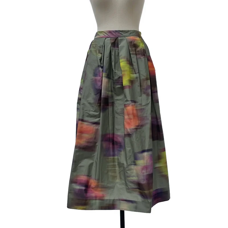 DRIES VAN NOTEN / ドリスヴァンノッテン | 2022SS | プリント タックボリューム ロングスカート | 38 | レディース