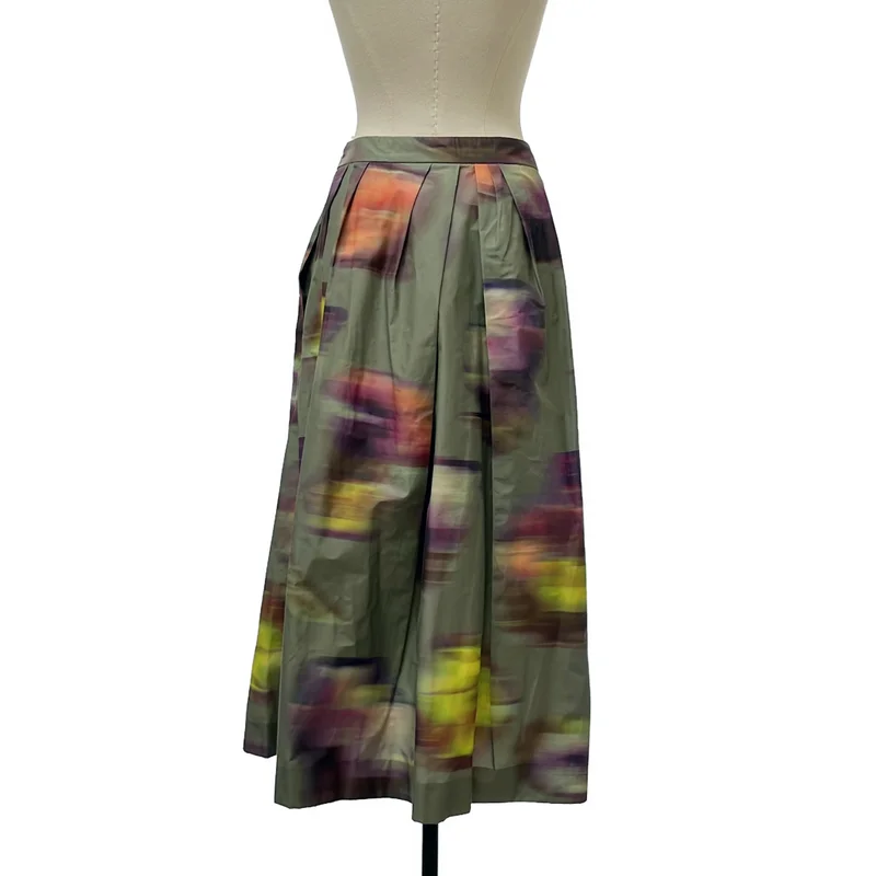 DRIES VAN NOTEN / ドリスヴァンノッテン | 2022SS | プリント タックボリューム ロングスカート | 38 | レディース