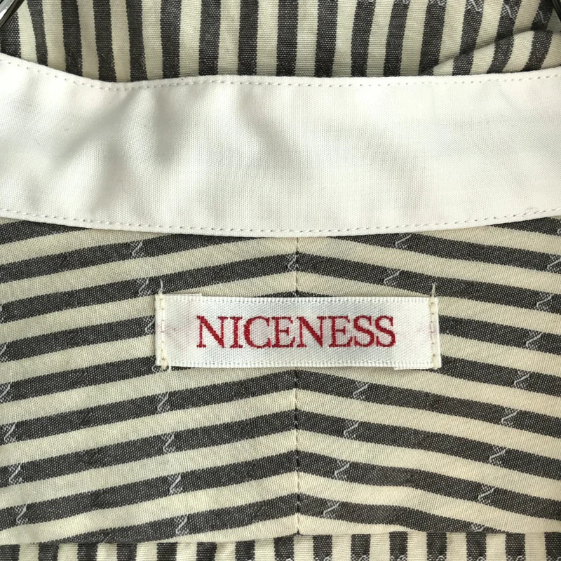NICENESS / ナイスネス | ストライプ バンドカラー シャツ | L | メンズ