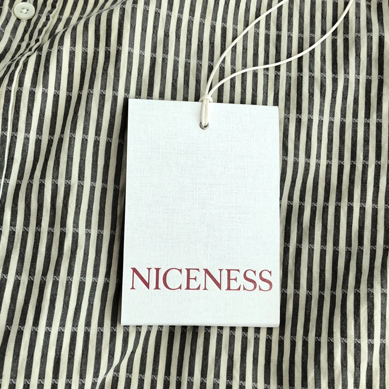 NICENESS / ナイスネス | ストライプ バンドカラー シャツ | L | メンズ