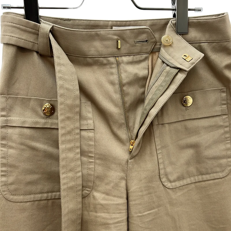 CELINE / セリーヌ | 2024AW | Taillat Pants / コットンツイル トリオンフボタン タイヤパンツ | 36 | レディース