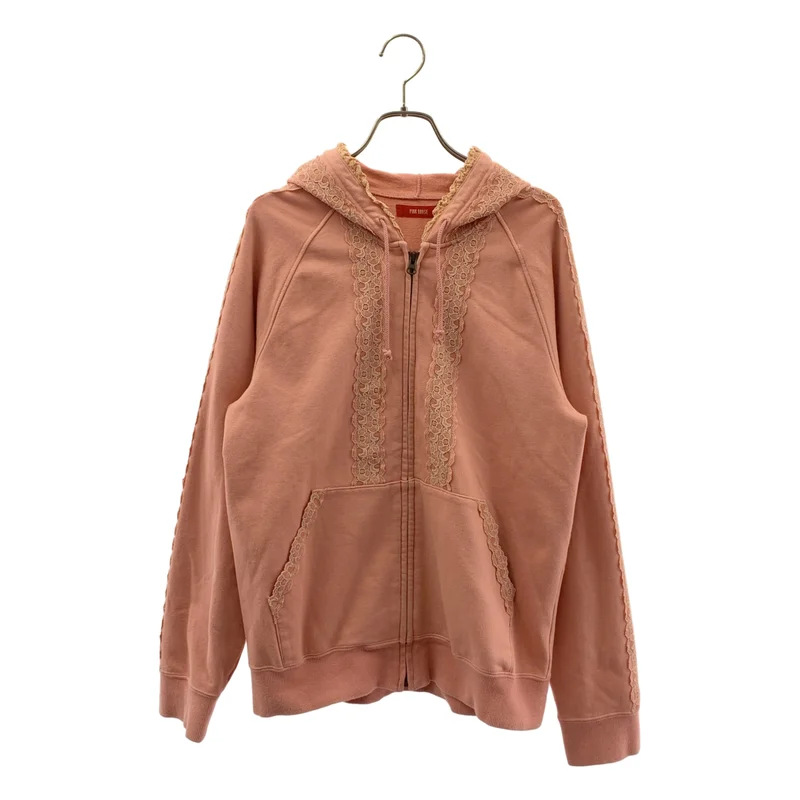 PINK HOUSE / ピンクハウス | レース切替 スウェット ジップ フーディ | M | レディース