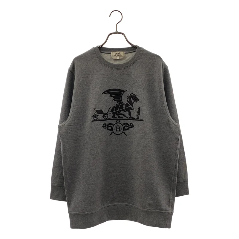 HERMES / エルメス | エクスリブリス ドラゴン レザーパッチ スウェット トレーナー | XL | メンズ