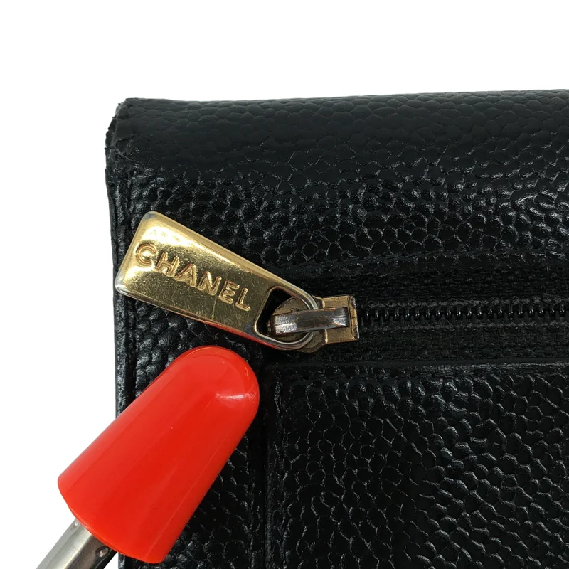 CHANEL / シャネル | キャビアスキン ココマーク 3つ折り財布 |