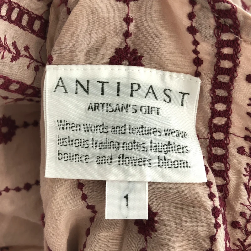 ANTIPAST / アンティパスト | コットン シルク ストライプ フラワー刺しゅう プリーツワンピース | 1 | レディース