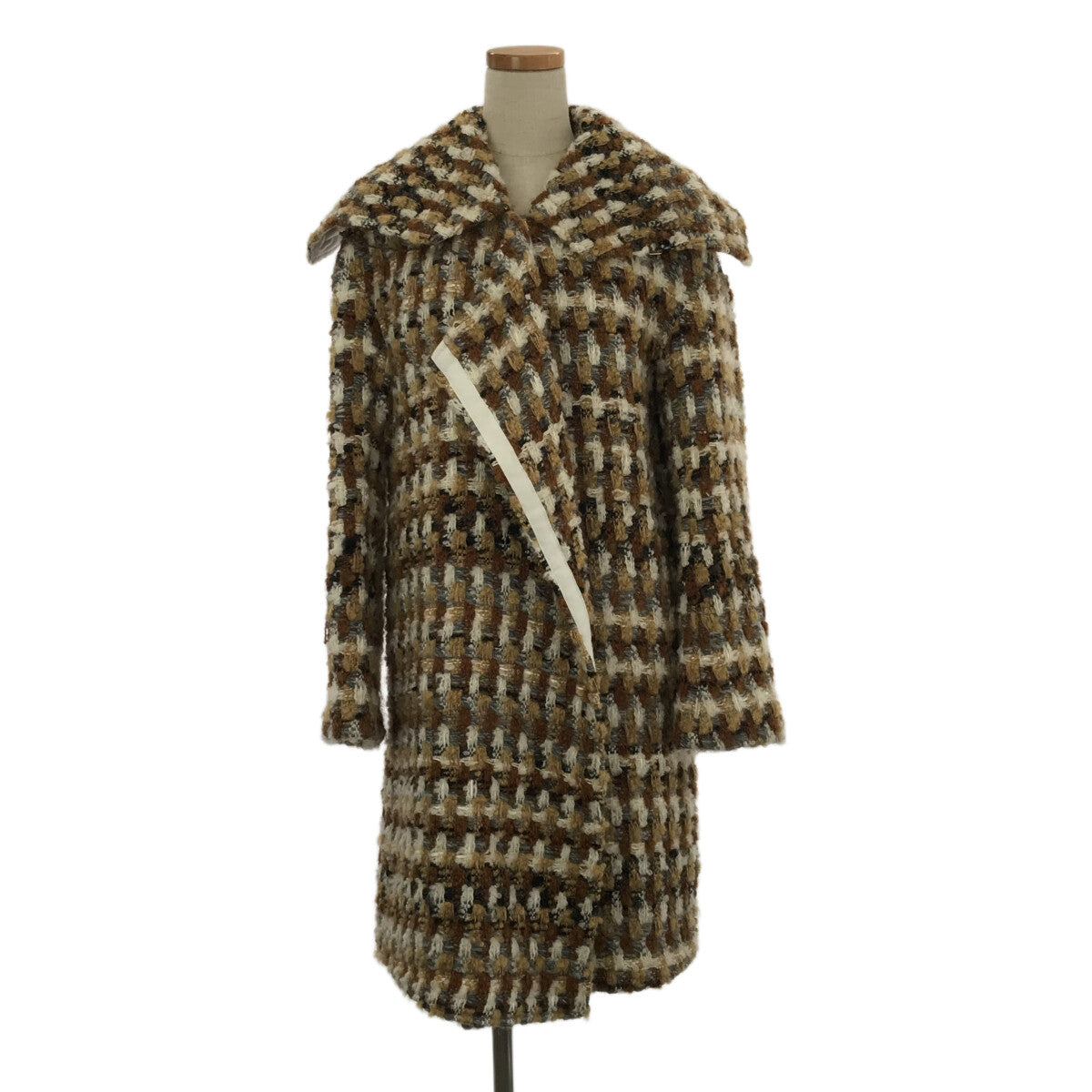 美品】 COATE / コート | ビッグカラー ツイードコート | 38