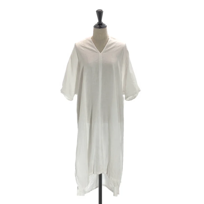 AN Linen / アンリネン | リネン Vネック 半袖ワンピース | F | レディース