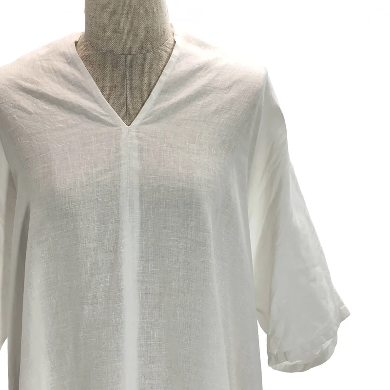 AN Linen / アンリネン | リネン Vネック 半袖ワンピース | F | レディース