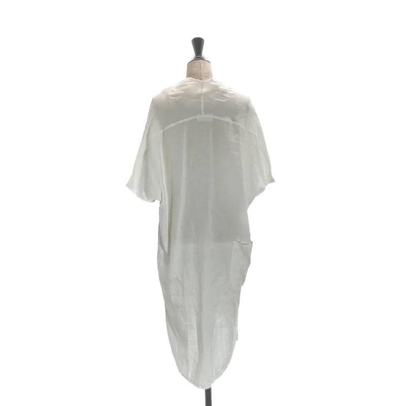 AN Linen / アンリネン | リネン Vネック 半袖ワンピース | F | レディース