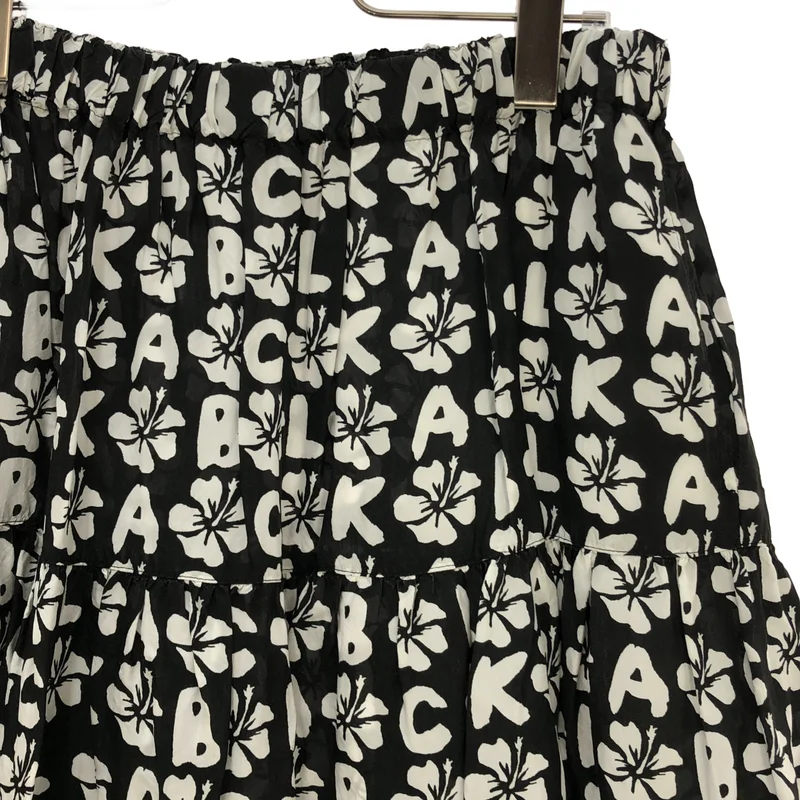 BLACK COMME des GARCONS / ブラックコムデギャルソン | 2010SS | キュプラ ハイビスカス ロゴ 総柄 イージースカート | M | レディース
