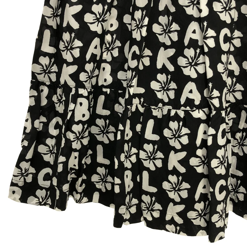 BLACK COMME des GARCONS / ブラックコムデギャルソン | 2010SS | キュプラ ハイビスカス ロゴ 総柄 イージースカート | M | レディース