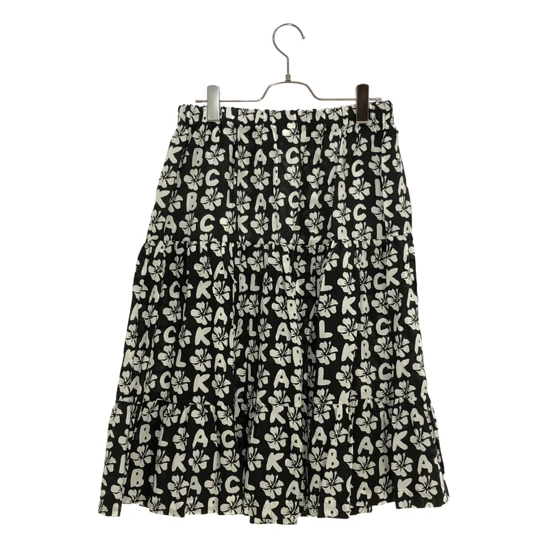 BLACK COMME des GARCONS / ブラックコムデギャルソン | 2010SS | キュプラ ハイビスカス ロゴ 総柄 イージースカート | M | レディース