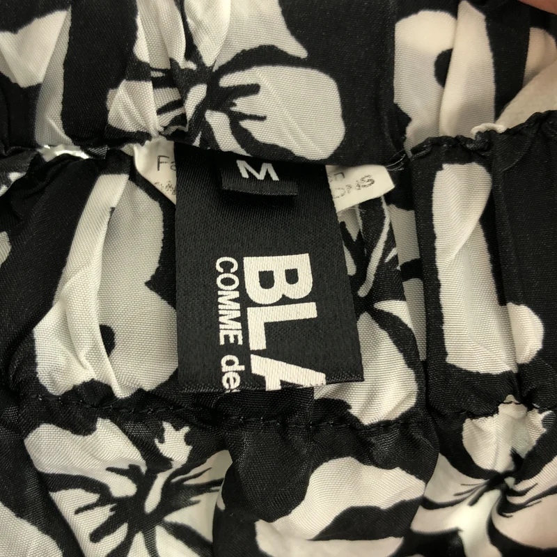 BLACK COMME des GARCONS / ブラックコムデギャルソン | 2010SS | キュプラ ハイビスカス ロゴ 総柄 イージースカート | M | レディース