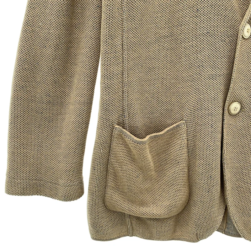 LARDINI / ラルディーニ | コットン リネン 鹿の子編み  ニット テーラードジャケット | M | メンズ